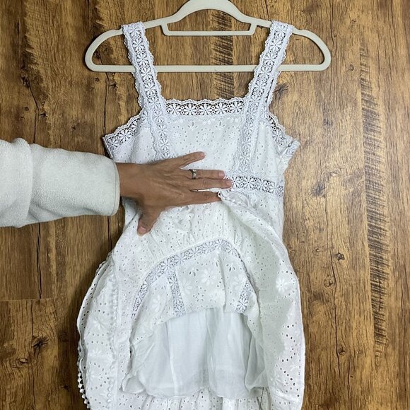 Charo Ruiz Nawa Crochet Lace Trim Square Neck Cotton Mini Dress, White, XS - Picture 5 of 15